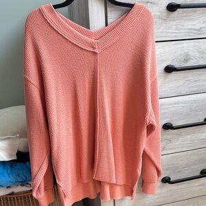 Aerie V-Neck Sweater - Coral